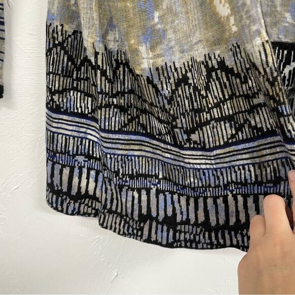 Nic & Zoe Blue & Gold Printed Open Front Lightweight Cardigan Sweater Womens S - Picture 6 of 8